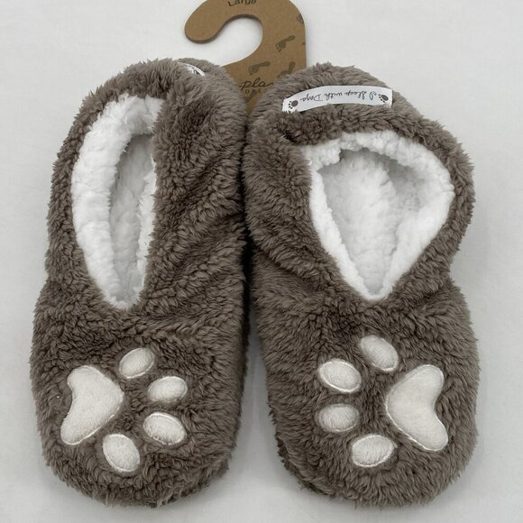 Faceplant Dreams Paw Print Footsies Slippers Size Large NEW - Picture 3 of 6